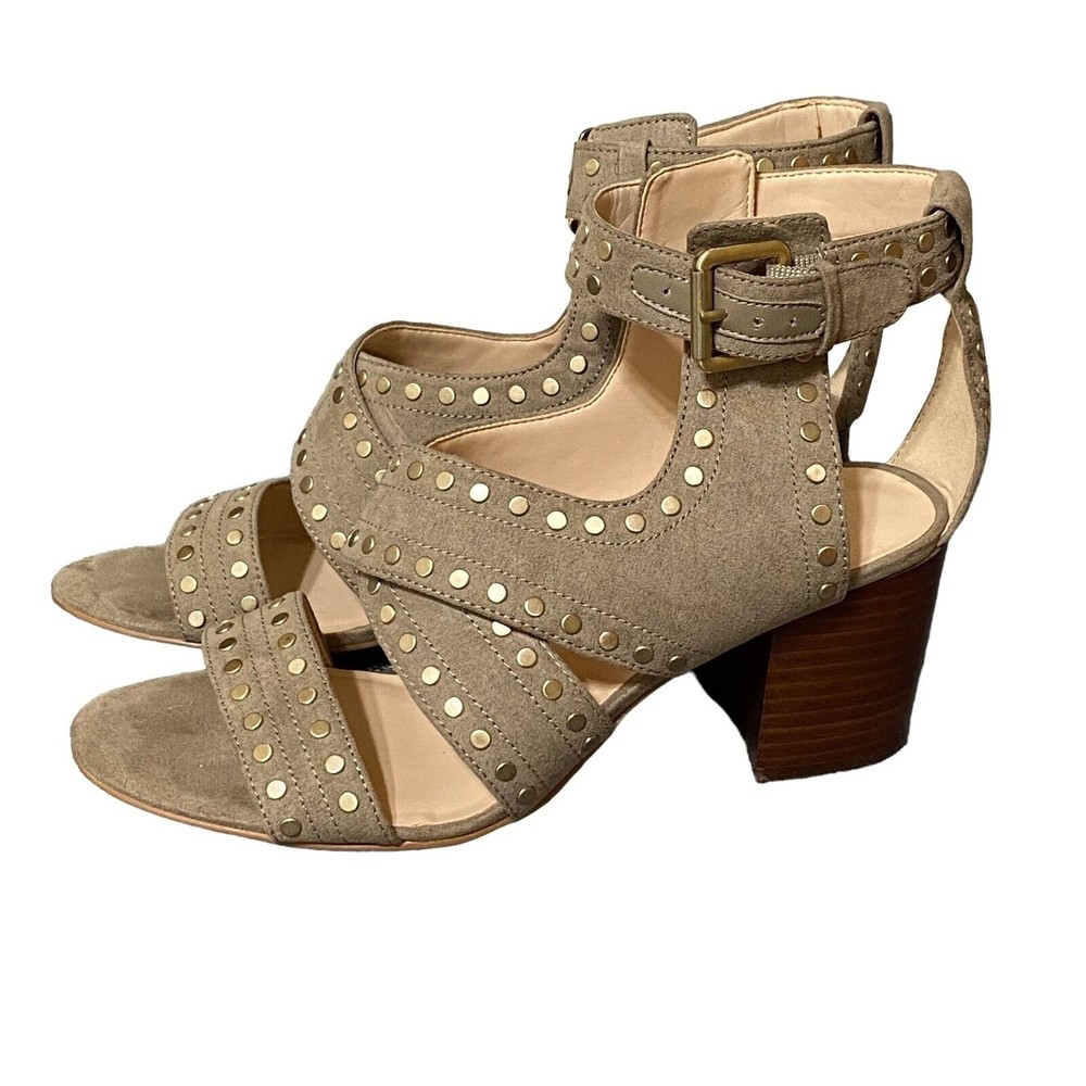 Nine West Josefineo Studded Sandals Tan Suede Womens Size 6.5